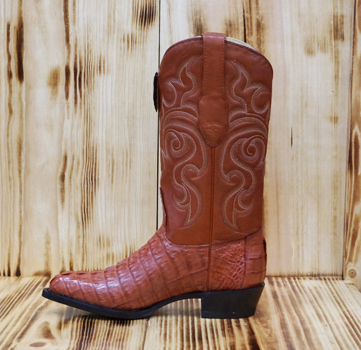Zapato de Vestir de Caiman Lomo Original Color Cognac - Los Altos Boots