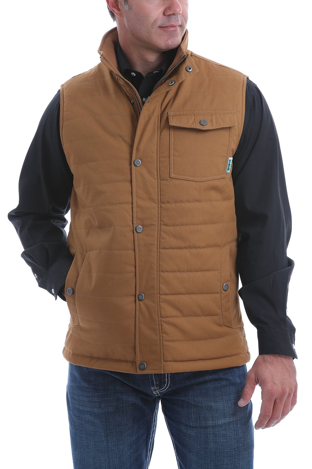 MENS CINCH QUILTED WAX COATED CANVAS VEST 1532001