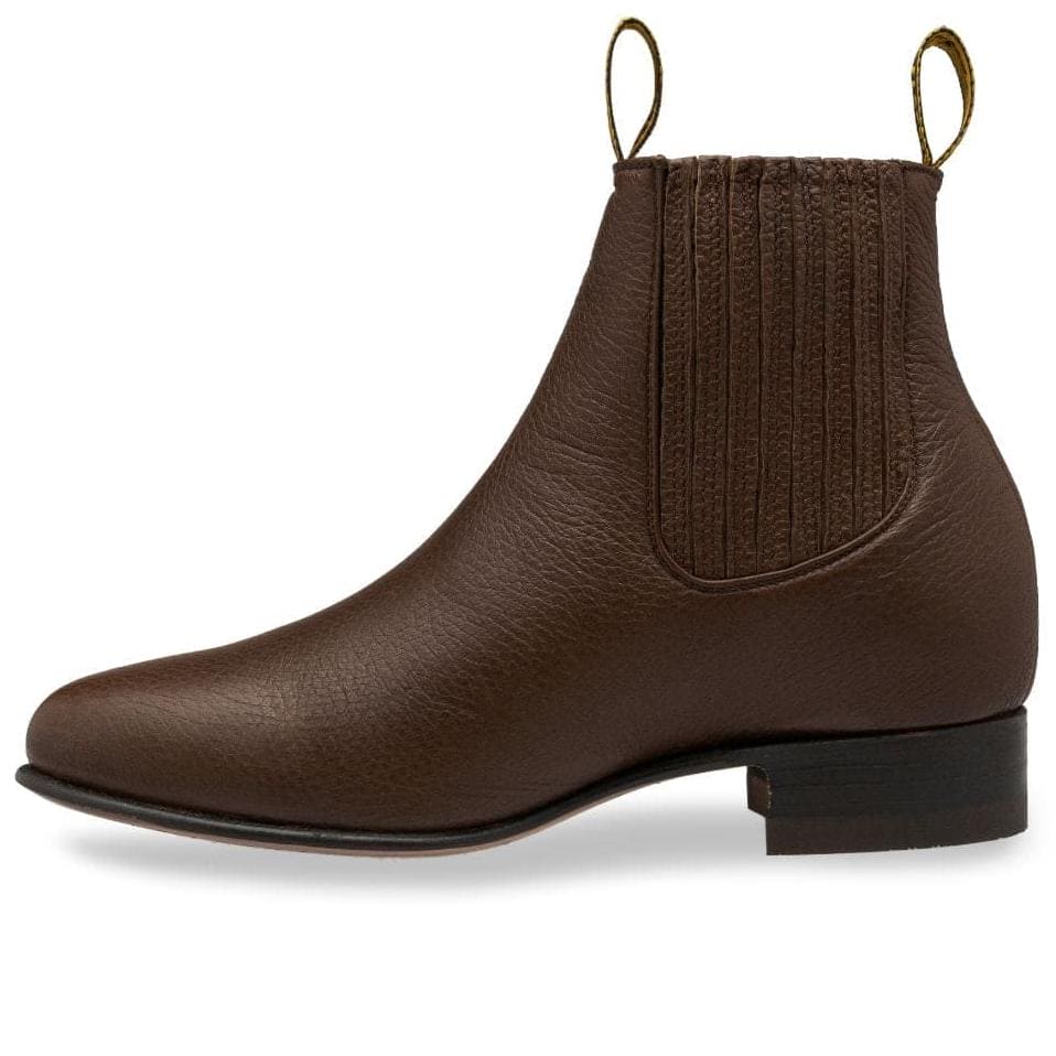 El Canelo "Oro" Botin Charro Piel Venado - Cafe