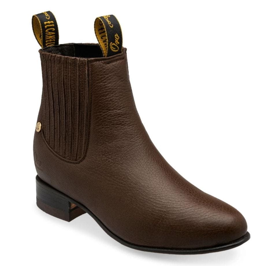 El Canelo "Oro" Botin Charro Piel Venado - Cafe