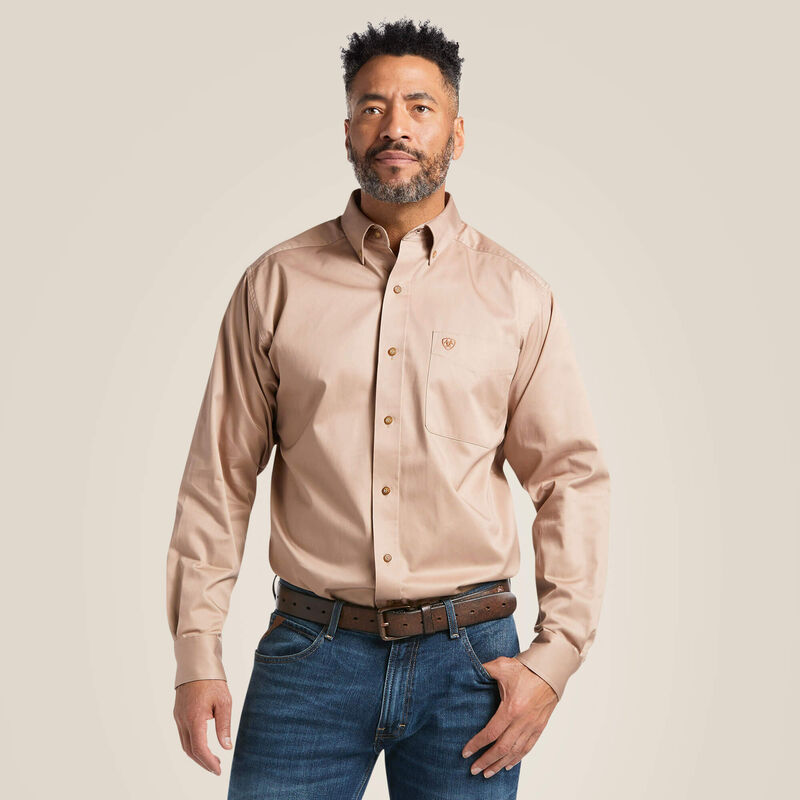 Ariat Men's Solid Twill Classic Fit Shirt 00505 - Khaki