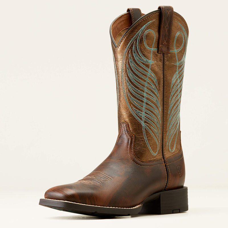 Ariat Women's Round Up Wide Square Toe 10016317 - Yukon Brown