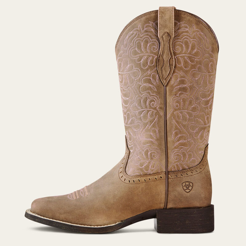 Ariat Women's Round Up Remuda Wide Square Toe Western Boot 10019906 - Brown Bomber