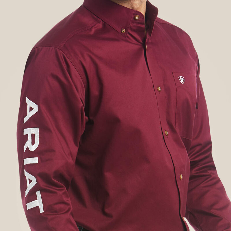 Ariat Men's Team Logo Twill Classic Fit Shirt 10027995 - Burgundy