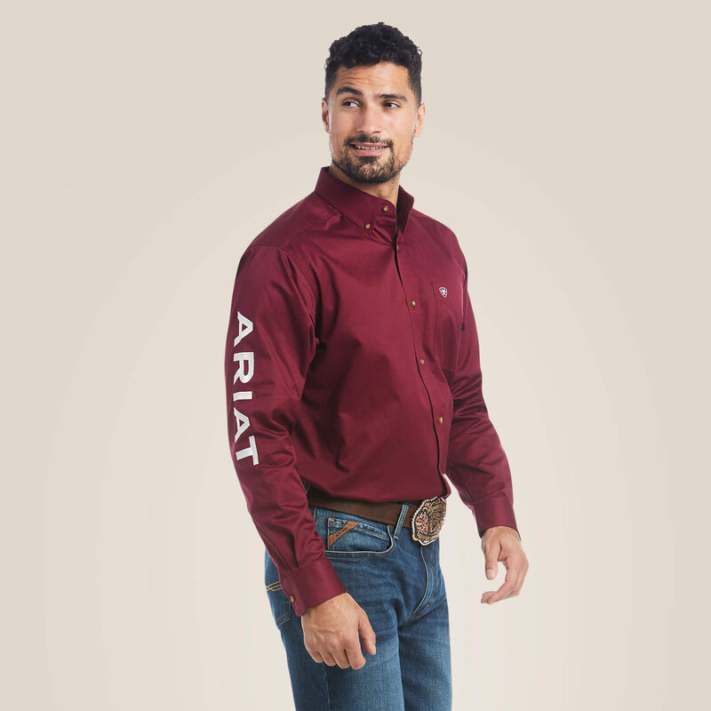 Ariat Men's Team Logo Twill Classic Fit Shirt 10027995 - Burgundy