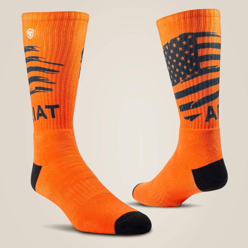 Ariat Patriot Graphic Crew Work Sock 2 Pair Multi Color Pack 42686