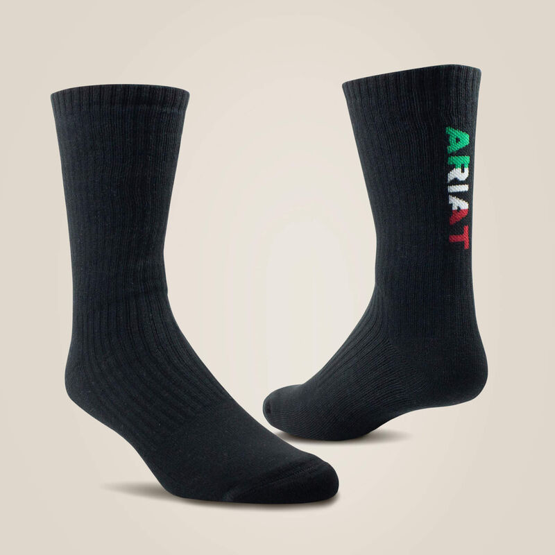 Ariat Premium Ringspun Cotton Crew Mexico Work Sock 3 Pair Pack 44791