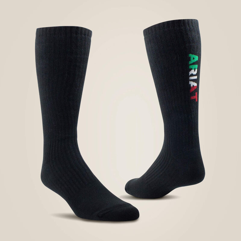 Ariat Premium Ringspun Cotton Mid Calf Mexico Work Sock 3 Pair Pack 44793