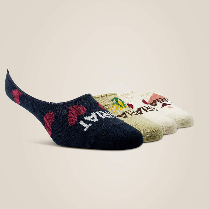 Ariat No Slip No Show Sock 2 Pair Multi Color Pack 47861