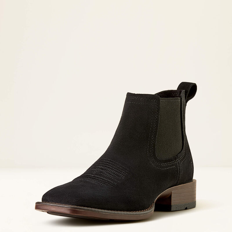 Ariat Men's Booker Chelsea Wide Square Toe Western Boot 10053841 - Black Suede