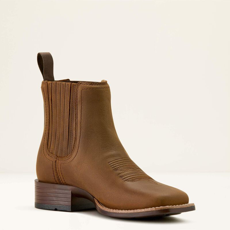 Ariat Women's Booker Chelsea Wide Square Toe Western Boot 10063973 - Distressed Brown