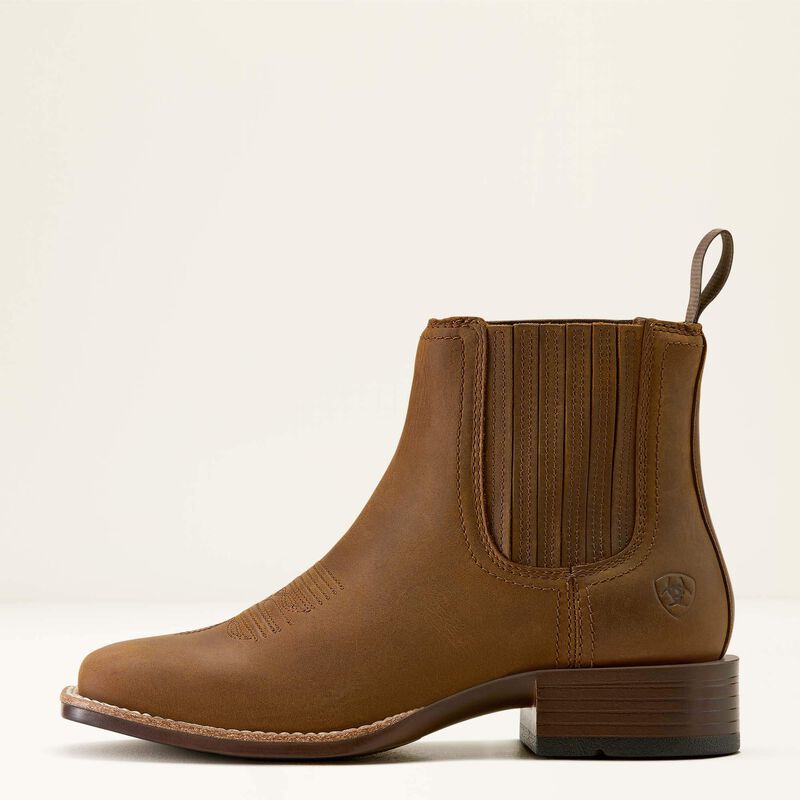 Ariat Women's Booker Chelsea Wide Square Toe Western Boot 10063973 - Distressed Brown