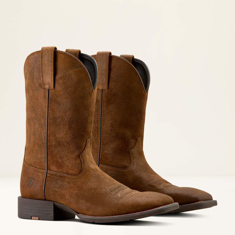 Ariat Men's Sport Big Country Wide Square Toe Cowboy Boot 10064001 - Brown Roughout