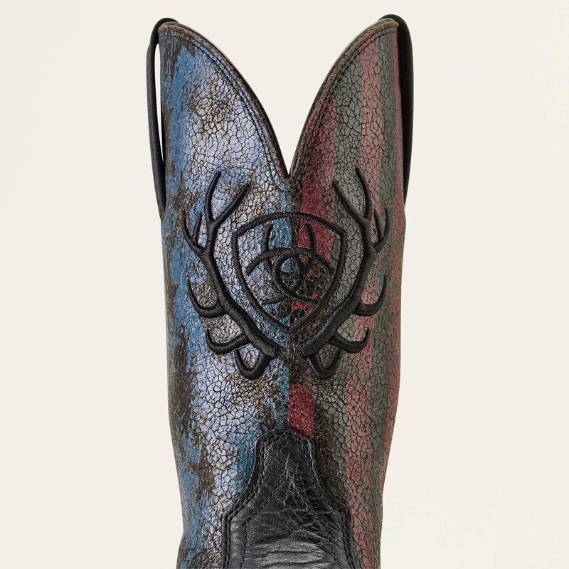 Ariat Men's Sport Liberty Antler Wide Square Toe Cowboy Boot 10064048 - Black Hippo Print