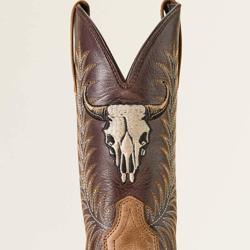 Ariat Men's Sport Steer Skull Wide Square Toe Cowboy Boot 10064053 - Sandstorm