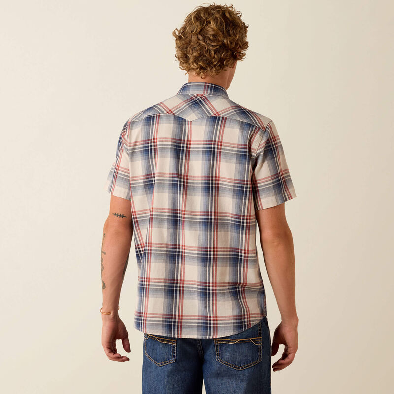 Ariat Men's Retro Haines Fitted Snap Shirt 10071088 -  Light White Plaid