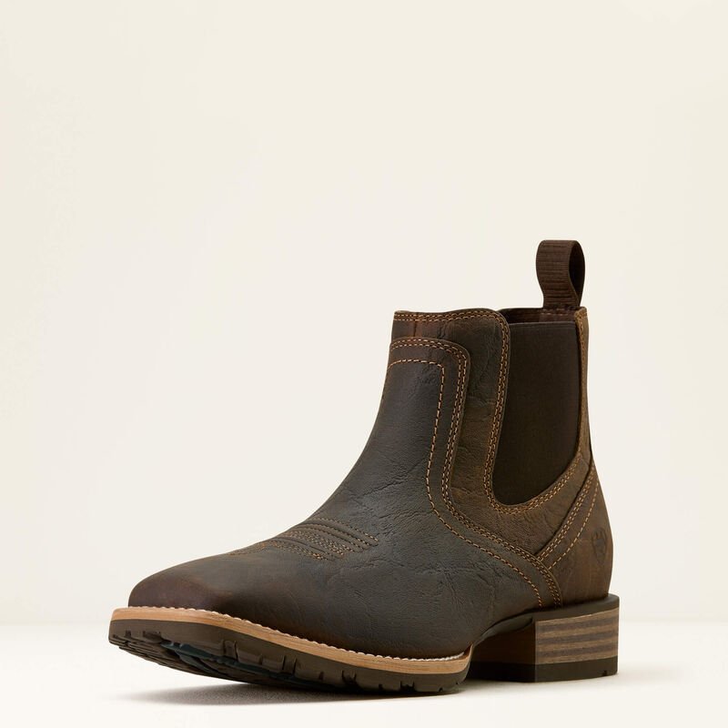 Ariat Men's Hybrid Low Boy Elephant Print Wide Square Toe Chelsea Boot 10074168 - Warm Brown