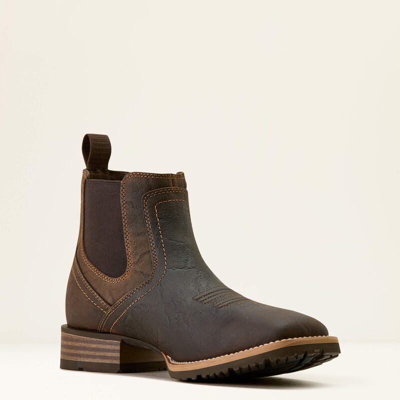 Ariat Men's Hybrid Low Boy Elephant Print Wide Square Toe Chelsea Boot 10074168 - Warm Brown