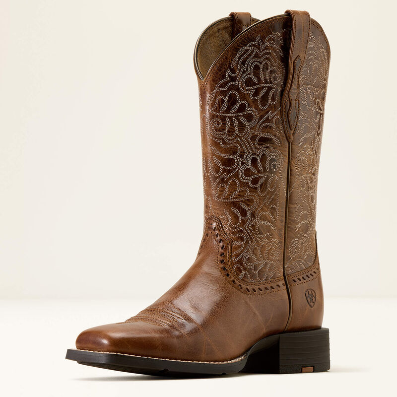 Ariat Women's Round Up Remuda Wide Square Toe Western Boot 10074322 - Aged Tan