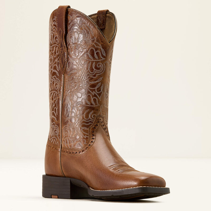Ariat Women's Round Up Remuda Wide Square Toe Western Boot 10074322 - Aged Tan