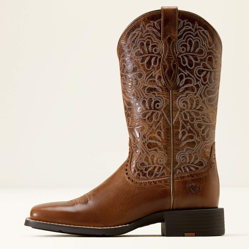 Ariat Women's Round Up Remuda Wide Square Toe Western Boot 10074322 - Aged Tan