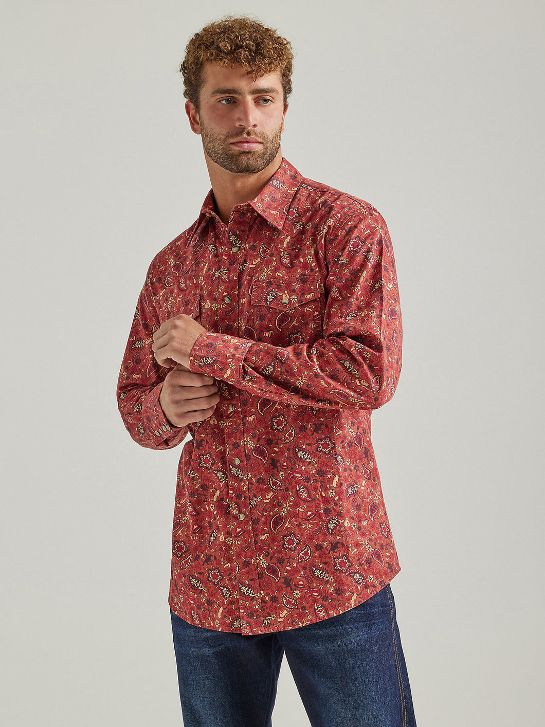 Men's Wrangler Western Snap Long Sleeve Shirt 38179