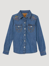 Cargar imagen en el visor de la galería, Girl&#39;s Wrangler Embroidered Long Sleeve Snap Shirt 44172
