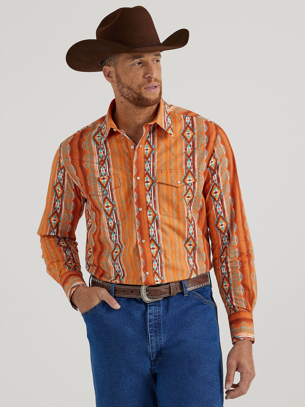 Men's Wrangler Checotah Printed Long Sleeve Shirt 44417