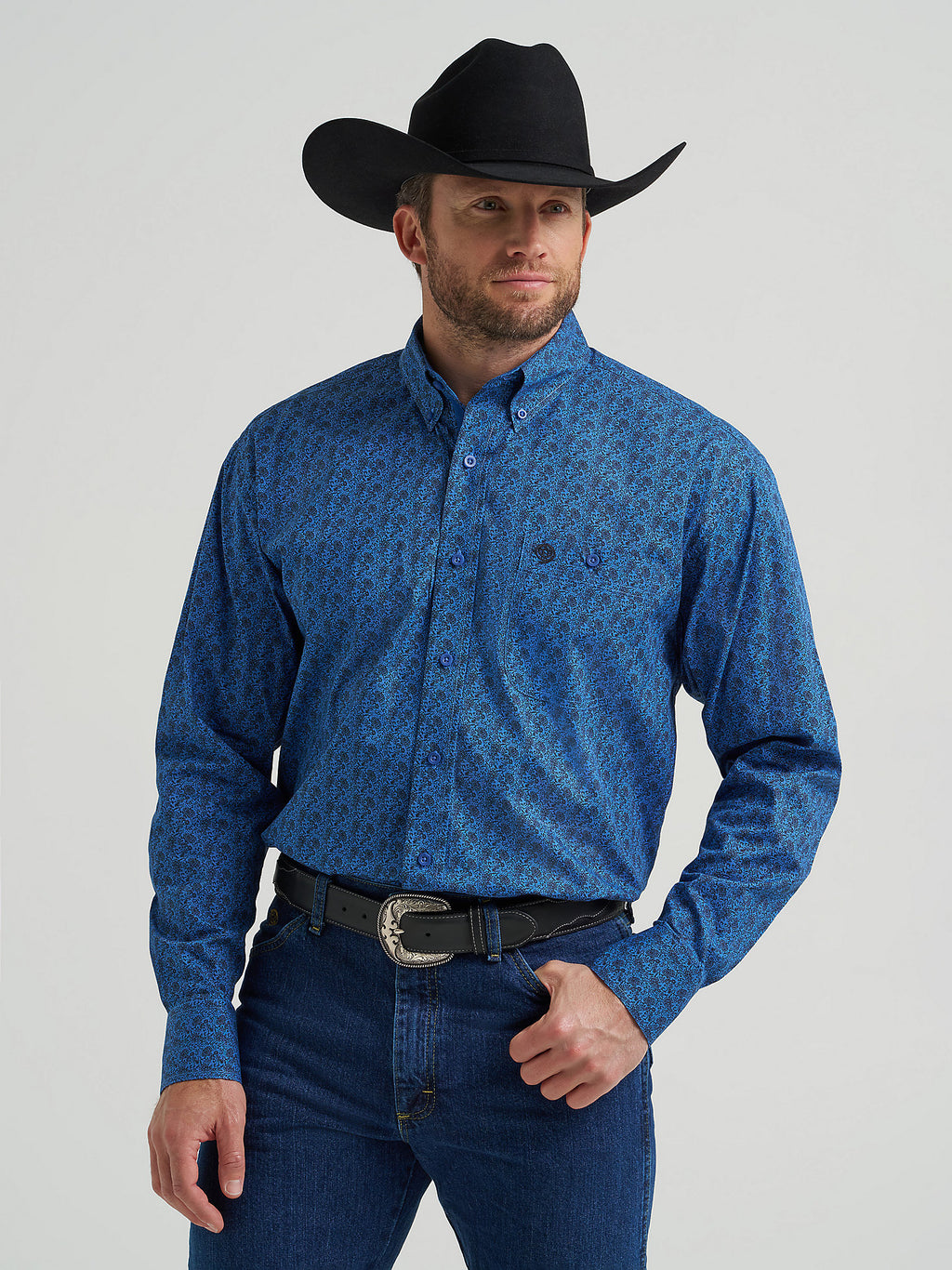 Wrangler George Strait Long Sleeve Shirt 112369596 - Blue - S Wrangler George Strait Long Sleeve Shirt 112369596 - Blue - S