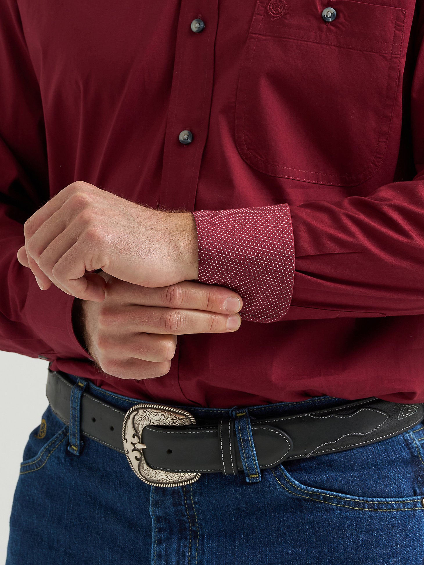 Wrangler George Strait Long Sleeve Shirt 112369627 - Burgundy