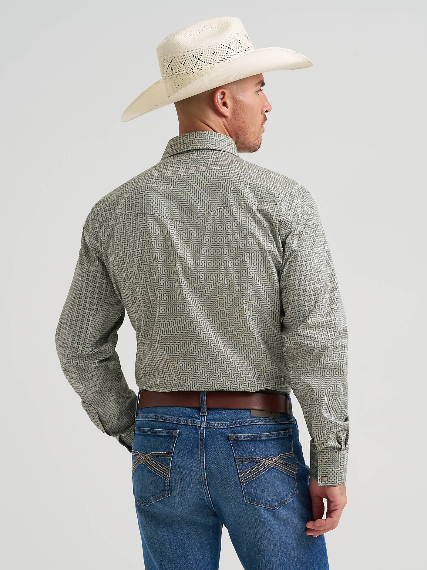 Wrangler Men's 20x Competition Advanced Comfort Long Sleeve Two Pocket Western Snap Shirt 112374297 - Olive
