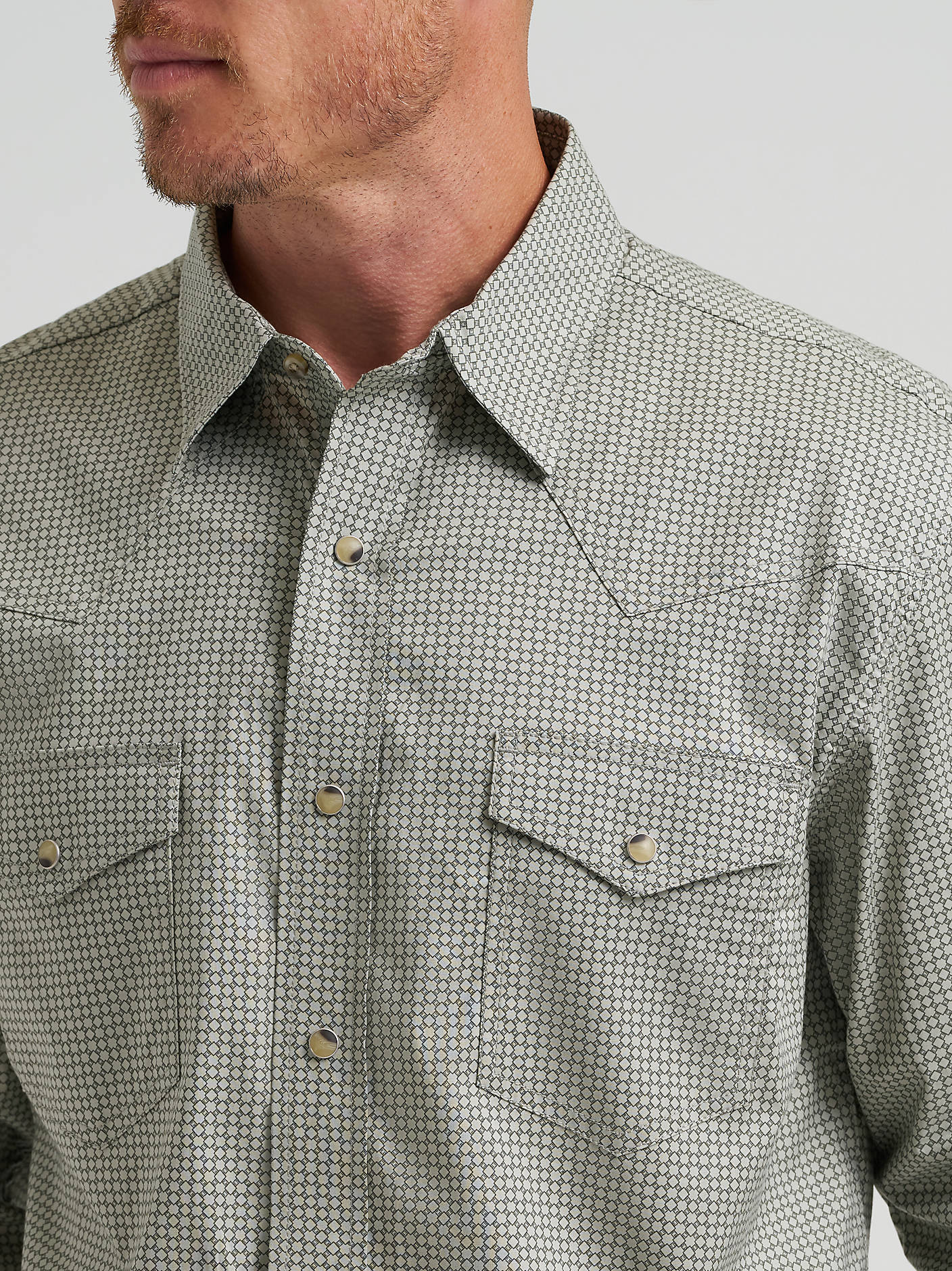 Wrangler Men's 20x Competition Advanced Comfort Long Sleeve Two Pocket Western Snap Shirt 112374297 - Olive