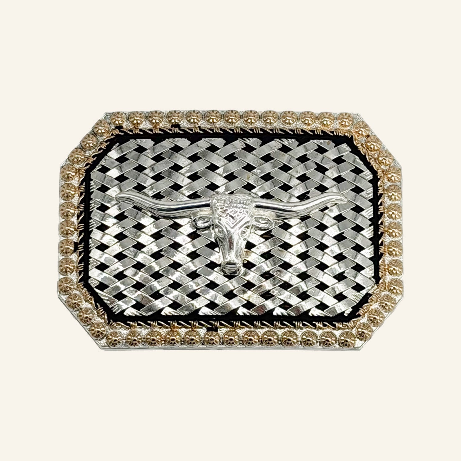 Bull Horn Silver Cowboy Buckle CB15