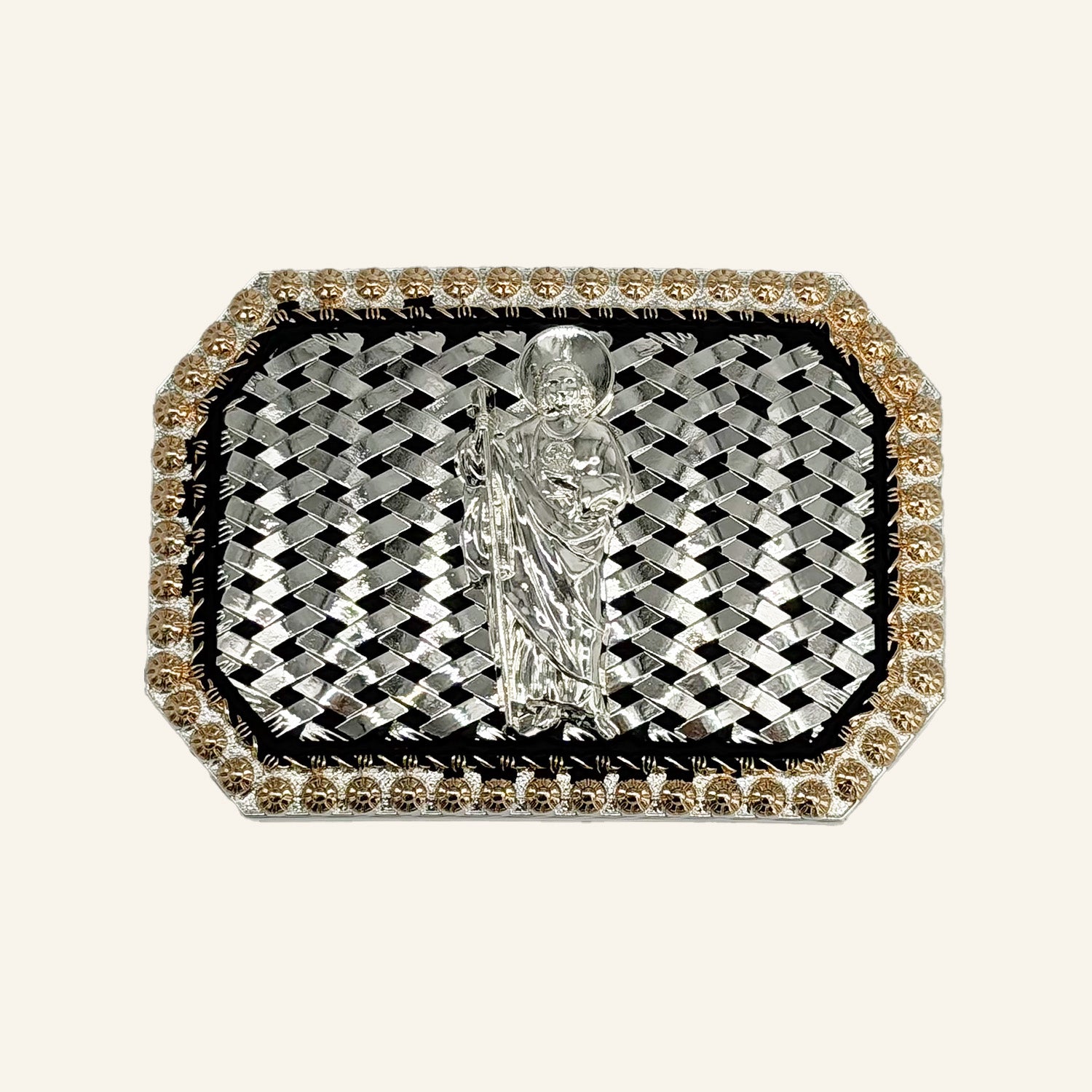 San Judas Silver Cowboy Buckle CB16