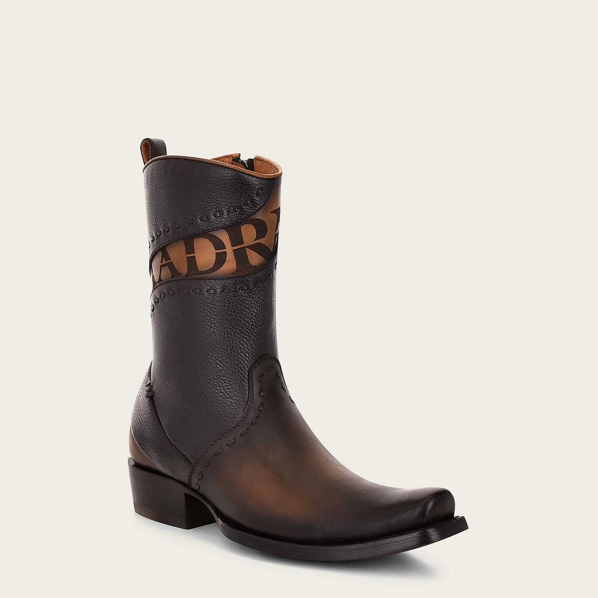 Cuadra Men's Laser & Woven Narrow Square Toe CU559 - Black