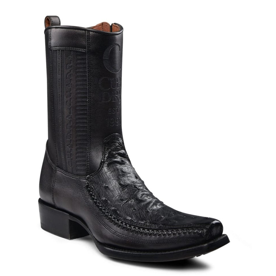 Men's Cuadra Ostrich Narrow Square Toe CU802 - Black