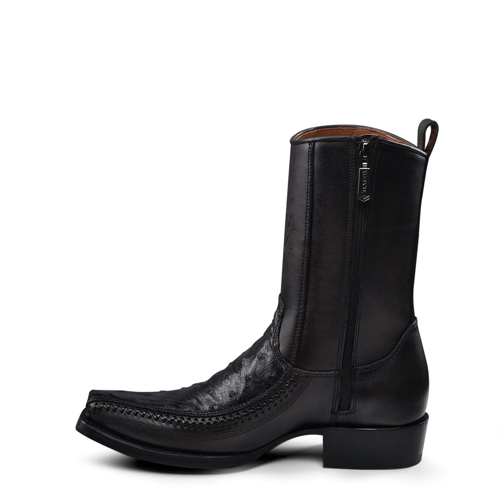 Men's Cuadra Ostrich Narrow Square Toe CU802 - Black
