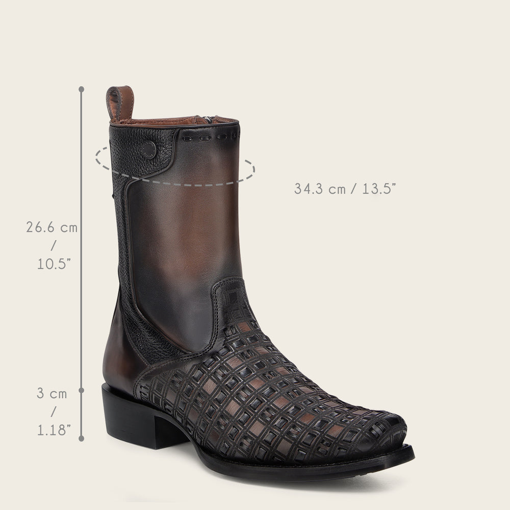 Cuadra Men's Laser & Woven Narrow Square Toe CU940 - Crust Miel