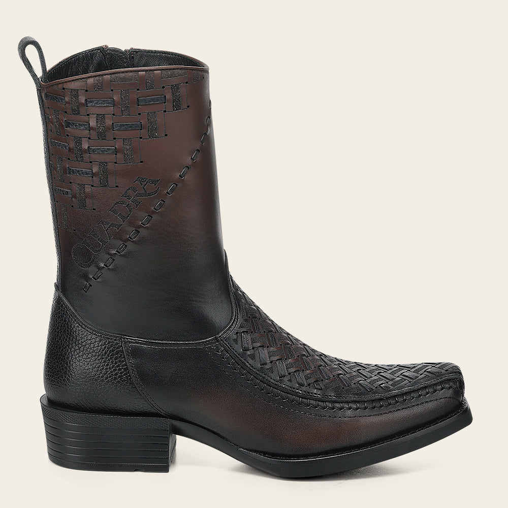 Cuadra Men's Laser & Woven Zipper Narrow Toe CC293 - Chocolate