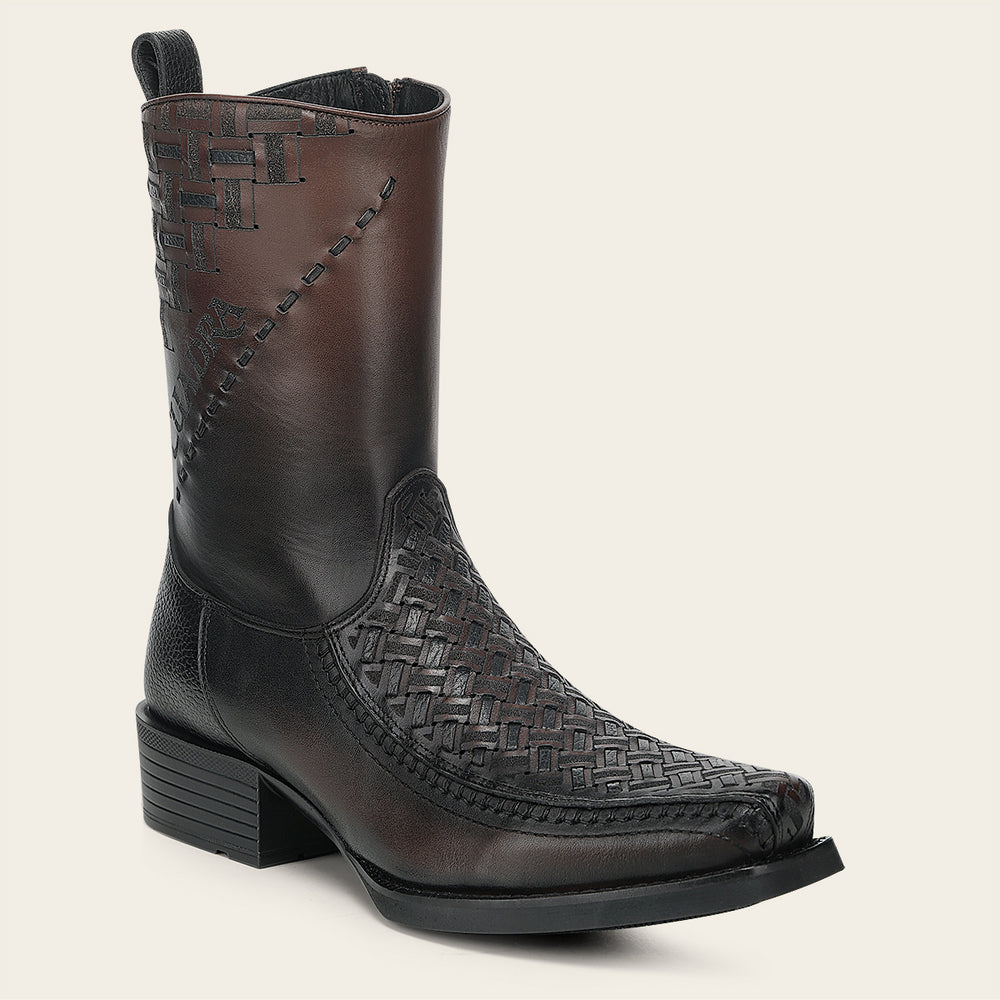 Cuadra Men's Laser & Woven Zipper Narrow Toe CC293 - Chocolate