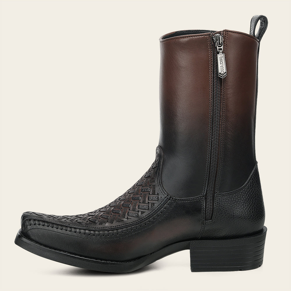 Cuadra Men's Laser & Woven Zipper Narrow Toe CC293 - Chocolate