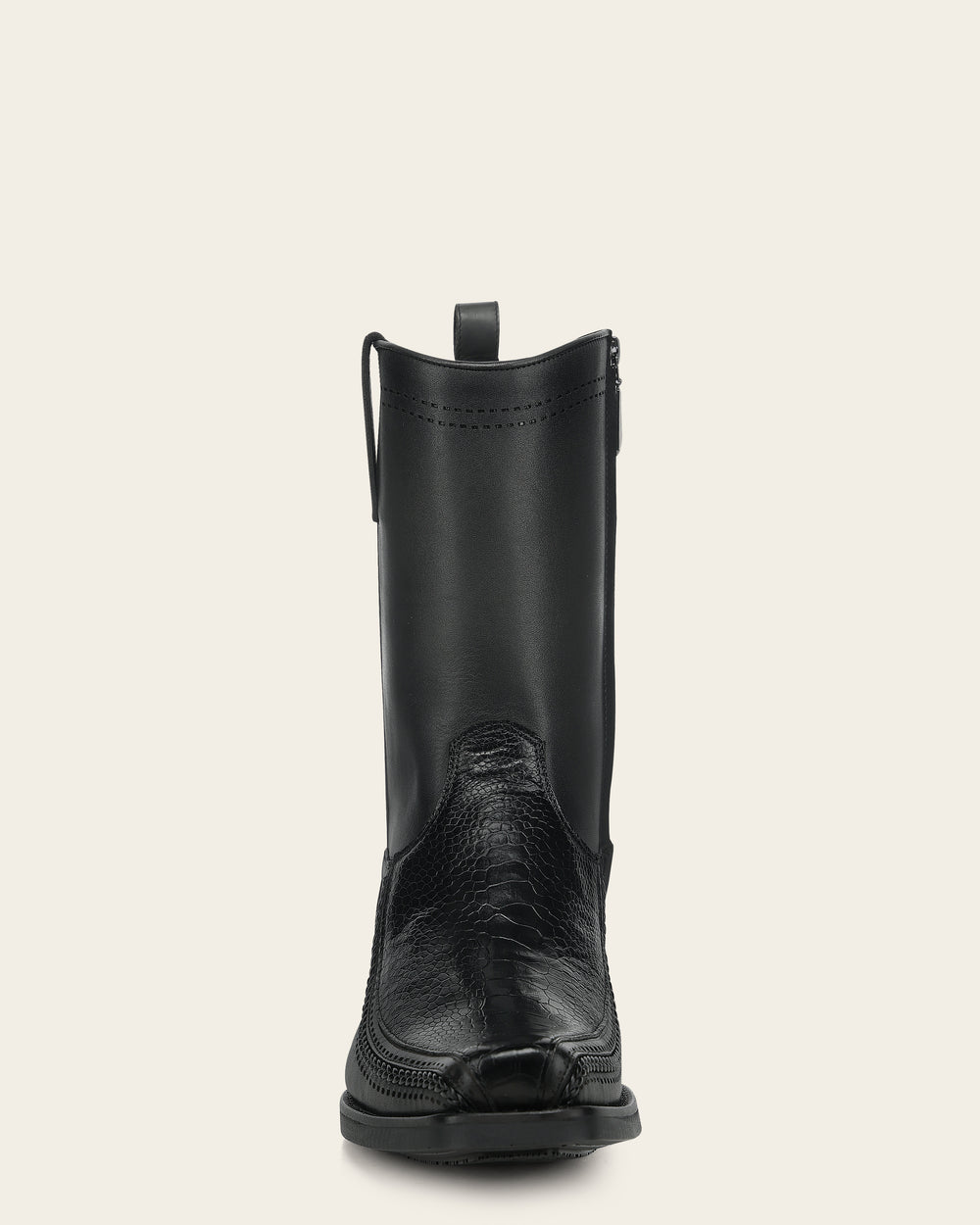 Cuadra Men's Ostrich Leg Laser and Zipper Narrow Toe CC299 - Black
