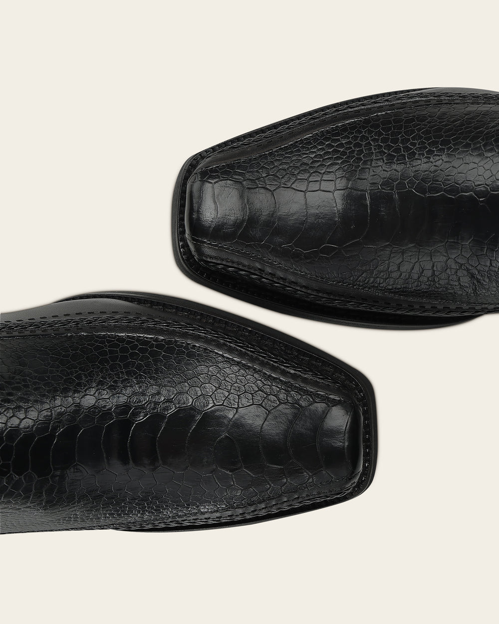 Cuadra Men's Ostrich Leg Laser and Zipper Narrow Toe CC299 - Black