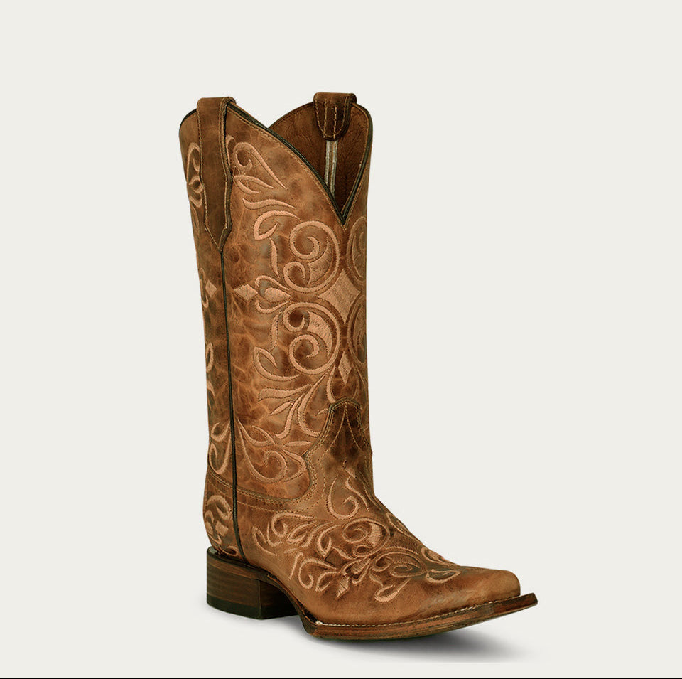 Circle G Women's Embroidery Square Toe L5795 - Honey