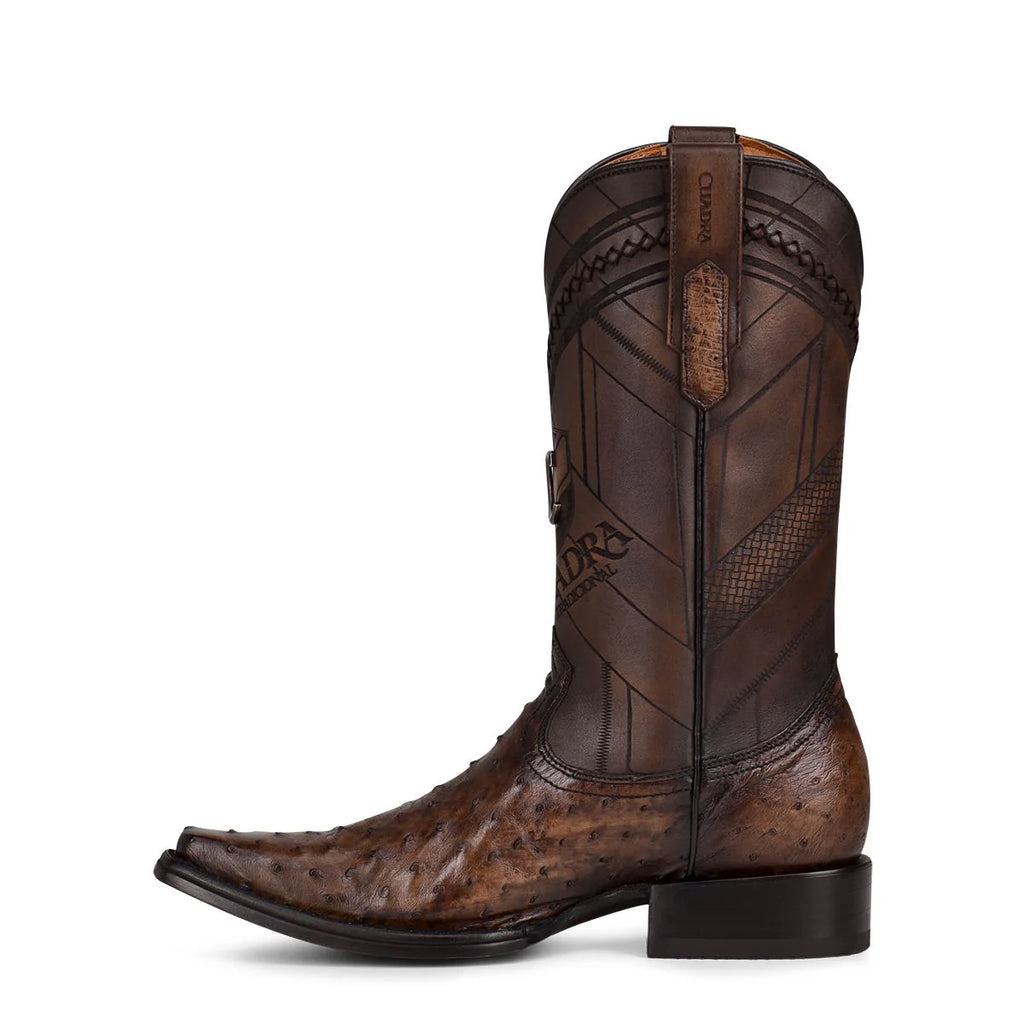 Cuadra Men's Ostrich Narrow Square Toe 1B2FAI- Choco