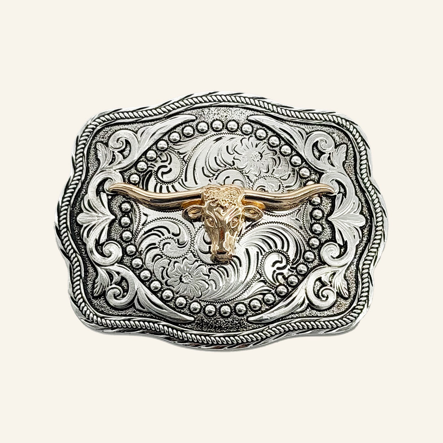 Bull Horn Rose Gold Cowboy Buckle CB22