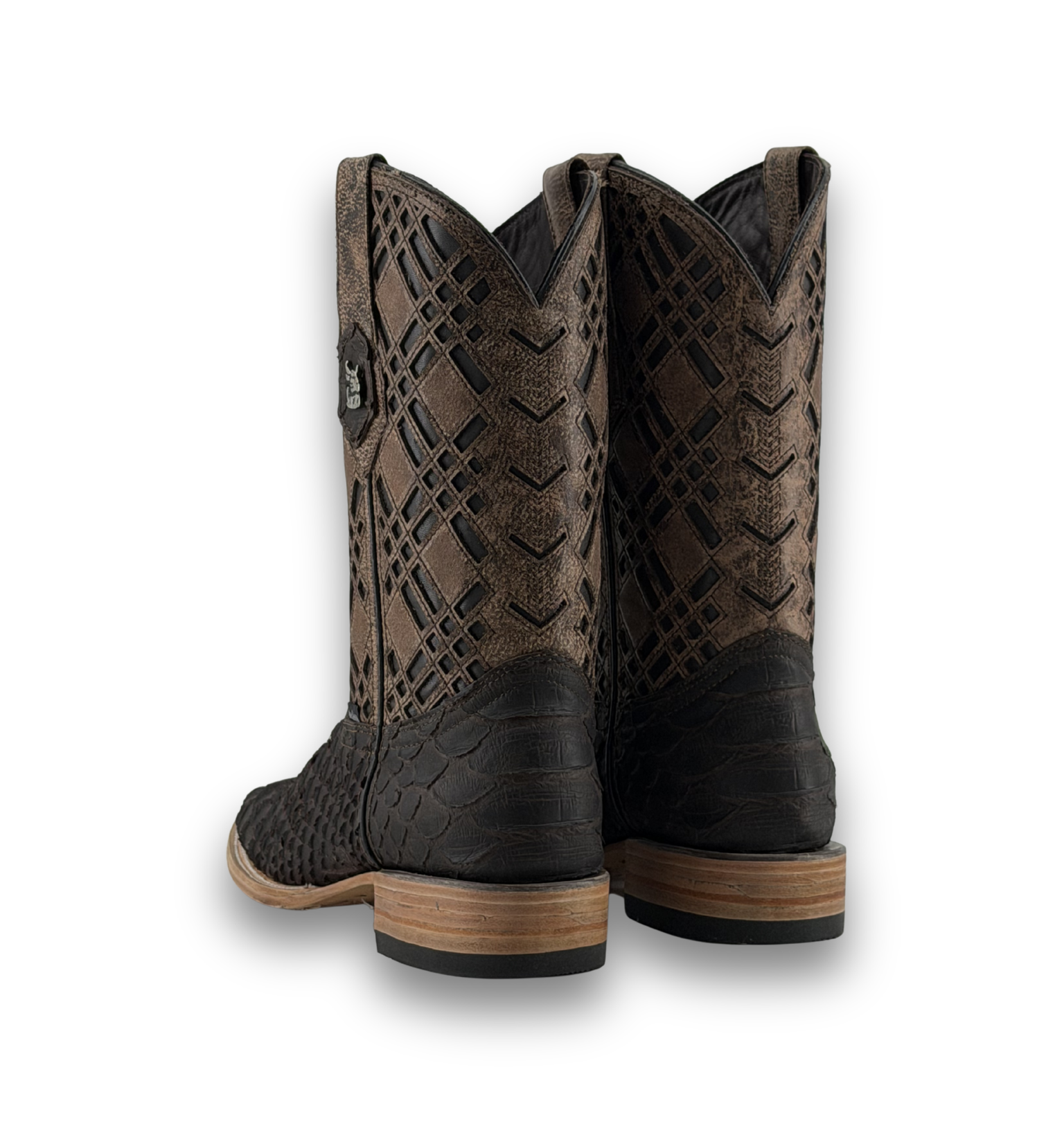 Rock'em Men's Bradley Shelby Python Square Toe Cowboy Boot MR23 - Brown