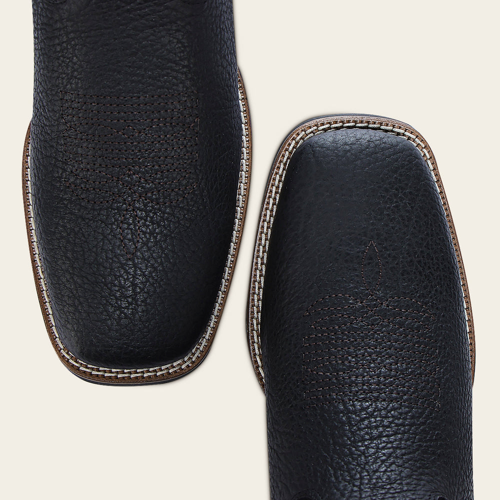 Cuadra Men's American Bison Embroidery Square Toe CU982 - Black & Honey