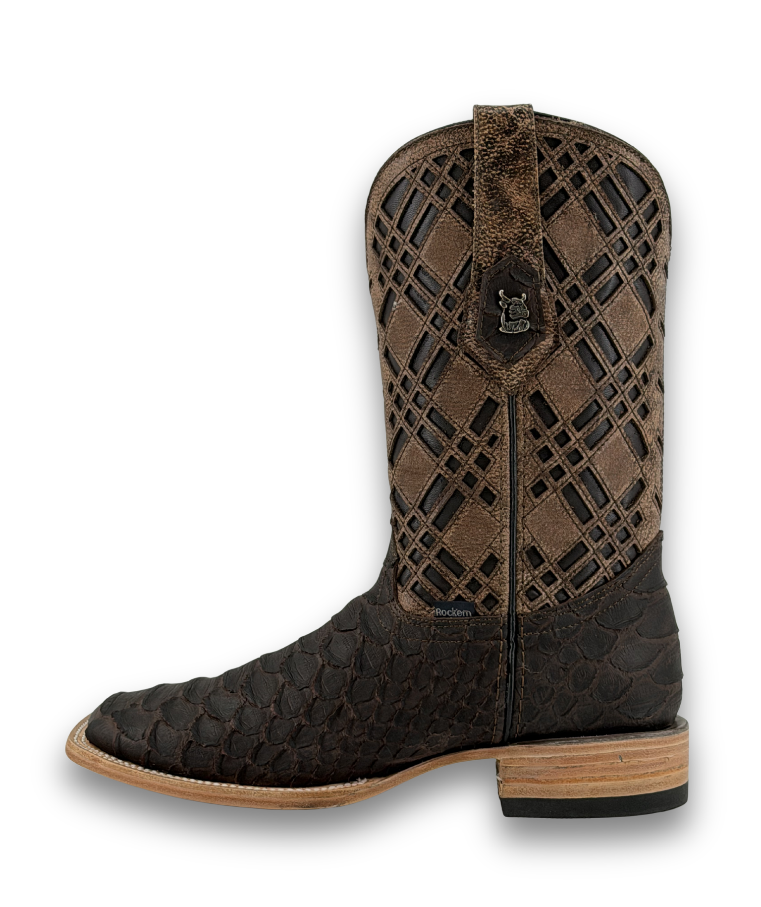 Rock'em Men's Bradley Shelby Python Square Toe Cowboy Boot MR23 - Brown