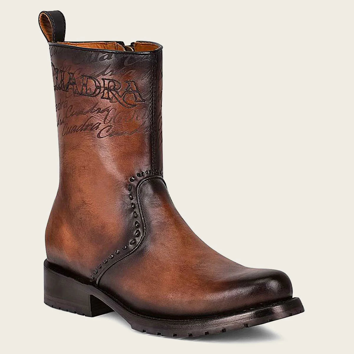Cuadra Men's Embroidery and Engraved Dress Boot CU625 - Satro Castano